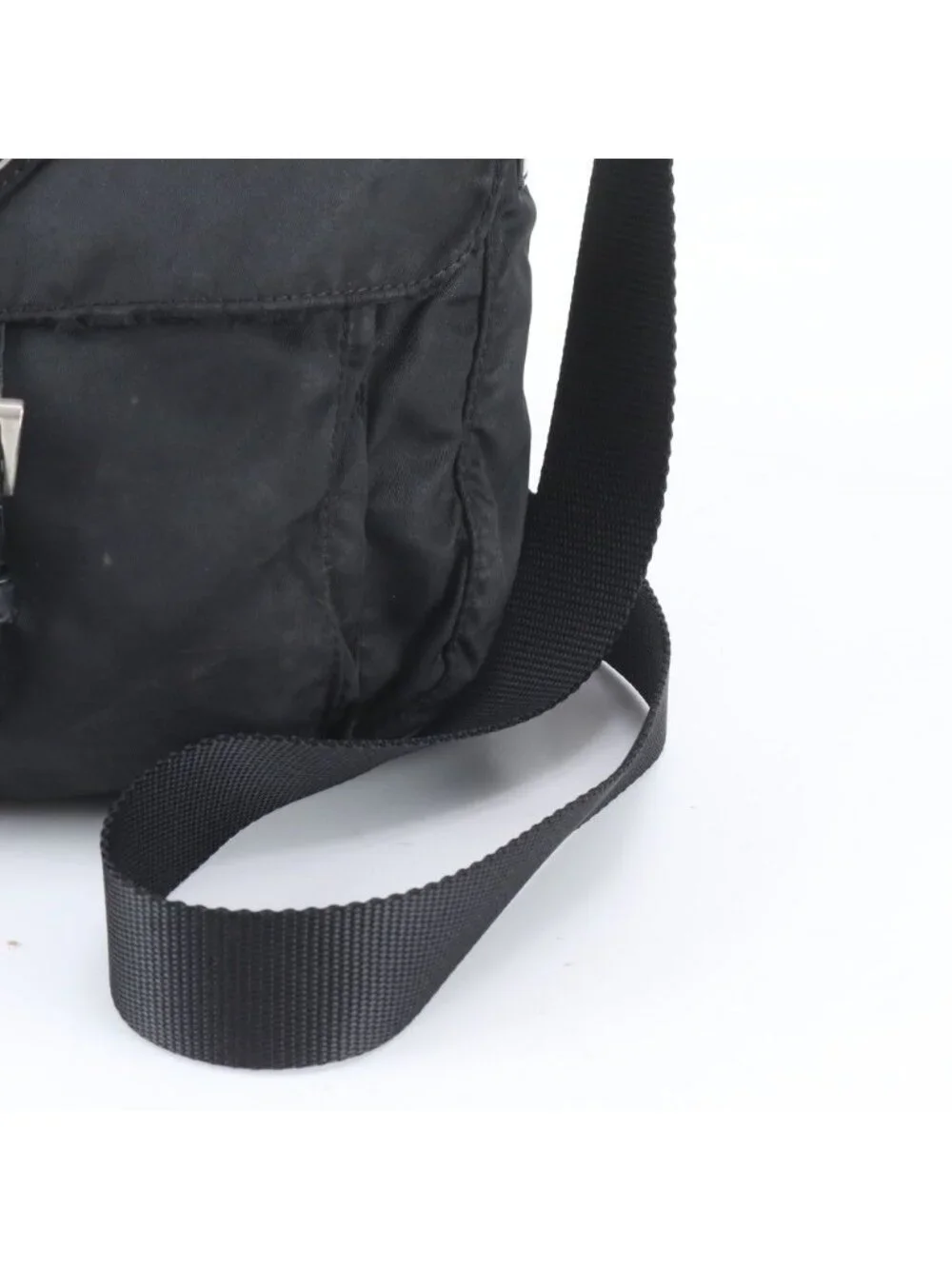 Prada Tessuto Nylon Triangle Logo Leather Shoulder Bag Crossbody Messenger